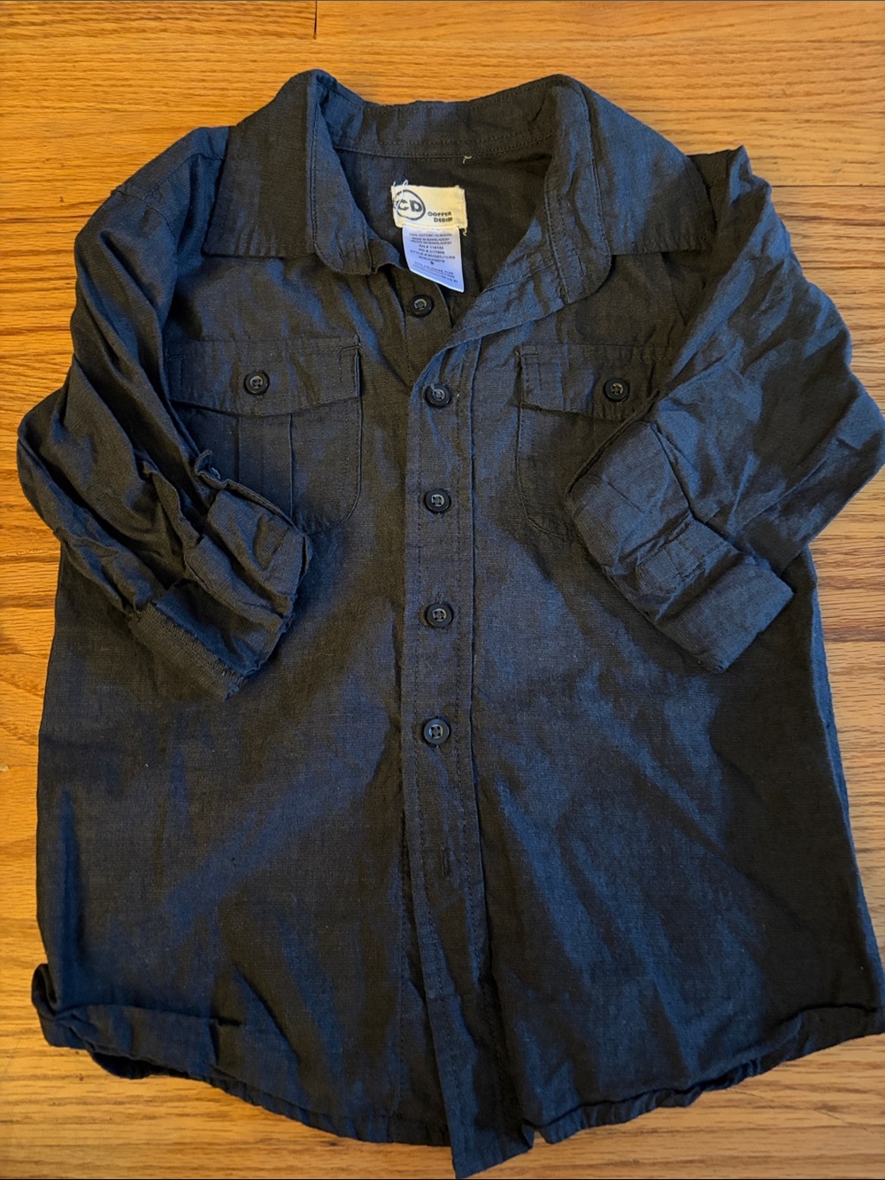 Boys Casual Button-Down Shirt in Black